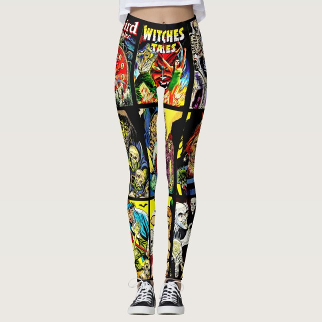 monster creatures witches zombies horror art leggings (Front)