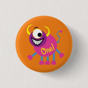 Monster Cute Funny 1st Birthday Party Theme 3 Cm Round Badge