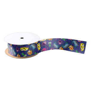 Monster Cute Funny 1st Birthday Party Theme Satin Ribbon
