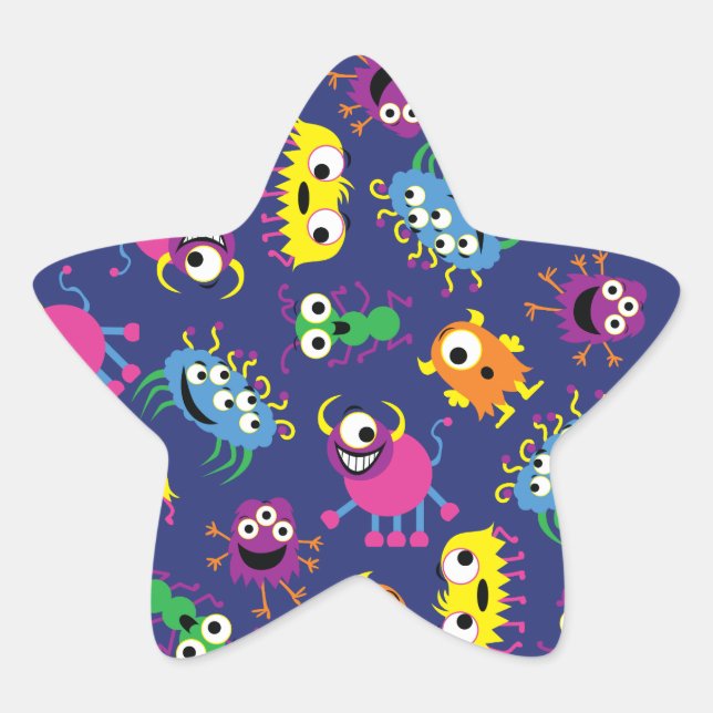 Monster Cute Funny 1st Birthday Party Theme Star Sticker (Front)