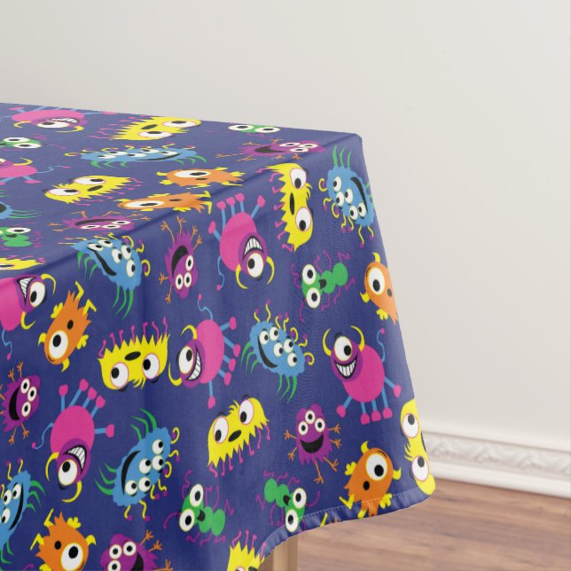 Monster Cute Funny 1st Birthday Party Theme Tablecloth (In Situ)