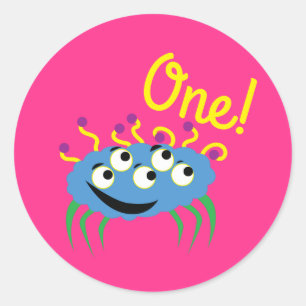 Monster Cute Funny Kids Birthday Party Theme Classic Round Sticker