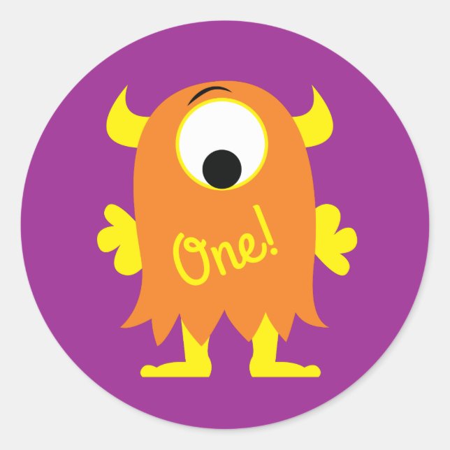 Monster Cute Funny Kids Birthday Party Theme Classic Round Sticker (Front)