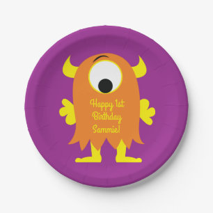 Monster Cute Kids Birthday Party Theme Paper Plate