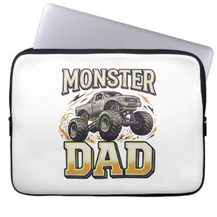 Monster Dad Monster Truck Vintage Vector Shirt Des Laptop Sleeve