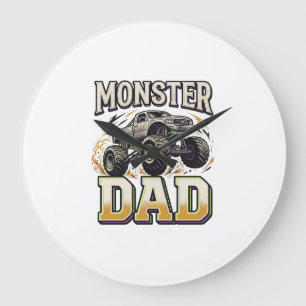Monster Dad Monster Truck Vintage Vector Shirt Des Large Clock