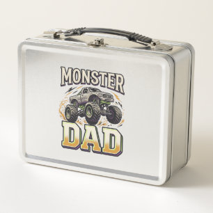 Monster Dad Monster Truck Vintage Vector Shirt Des Metal Lunch Box