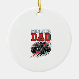 Monster Dad Vintage Monster Truck Shirt Design_1 Ceramic Ornament