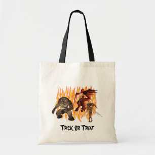 Monster Demon Gremlin Flames Halloween Tote Bag