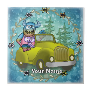 Monster Driving Car Ceramic Tile