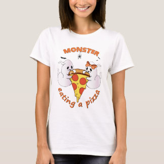 Monster Eating Pizza – Cute Halloween Pizza Lover T-Shirt