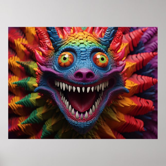 Monster face in rainbow colours poster (Front)