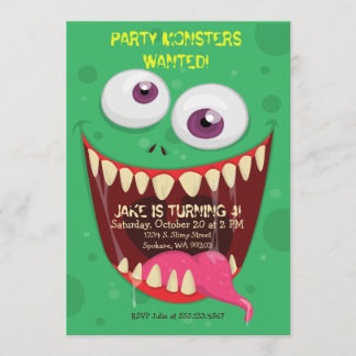 Monster Face Party Monsters Wanted Birthday Party Invitation