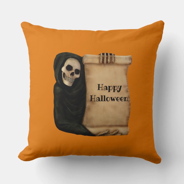 Monster Fear Ghost Halloween Throw Pillow (Front)