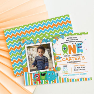 Monster First Birthday Invitations