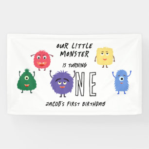 Monster First Birthday Party Banner