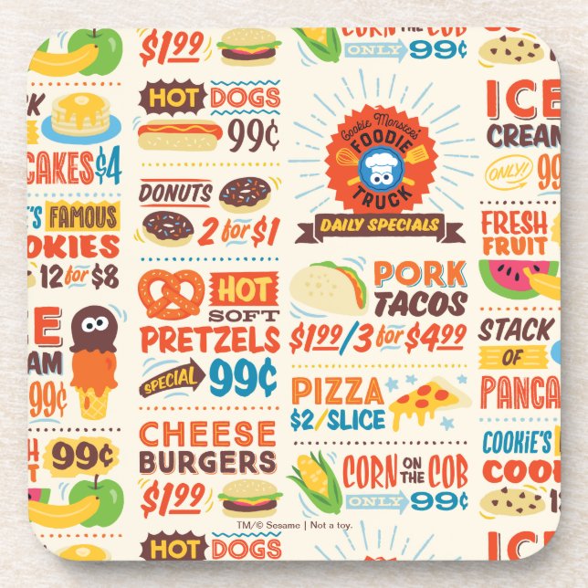 Monster Foodies Pattern Coaster (Front)