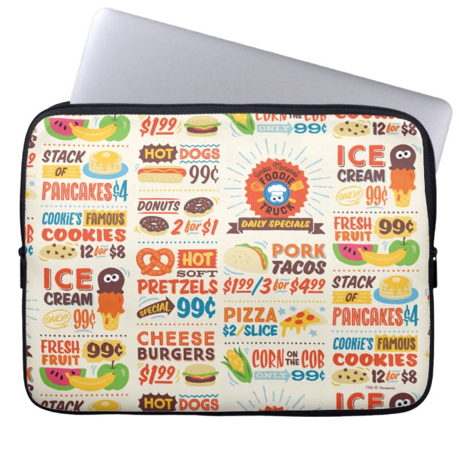 Monster Foodies Pattern Laptop Sleeve (Front)