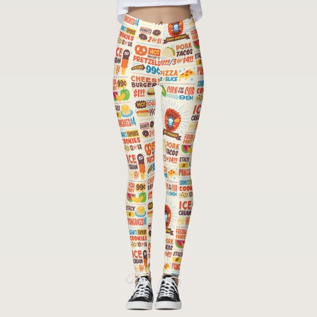 Monster Foodies Pattern Leggings (Front)