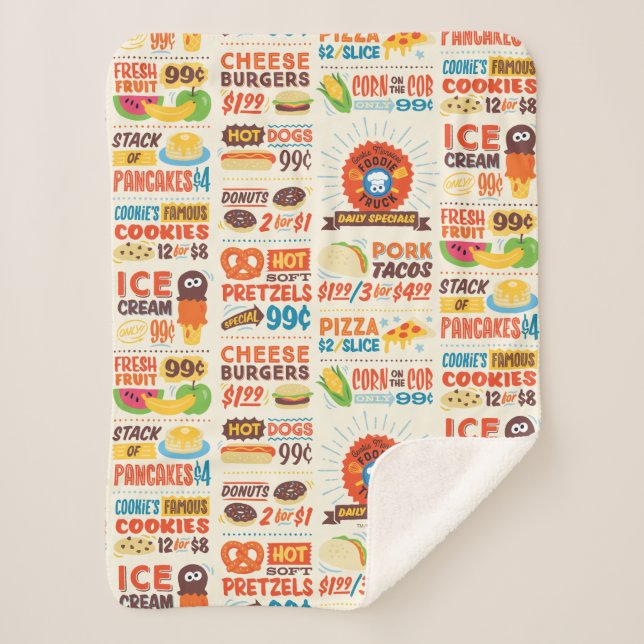 Monster Foodies Pattern Sherpa Blanket (Front)
