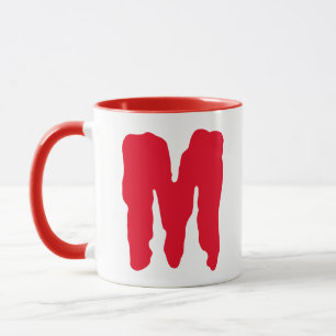 Monster For Him Mugs Initials Red Monogram Letter