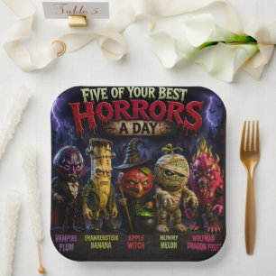Monster fruit Halloween party plate/monster party Paper Plate