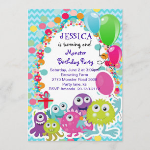 Monster Fun Birthday party invitation