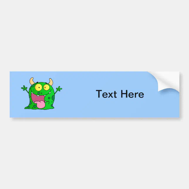 Monster Funny Comic Drawing Cartoon Cute Happy Bumper Sticker | Zazzle