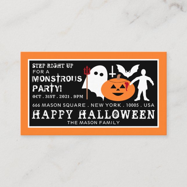 Monster Gang, Halloween Party Ticket Invitation (Front)