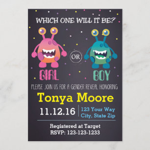 Monster Gender Reveal Baby Shower Invitation