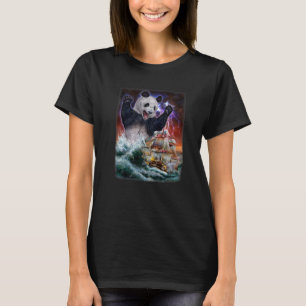 Monster Giant Panda As Kraken Attack A War Ship At T-Shirt