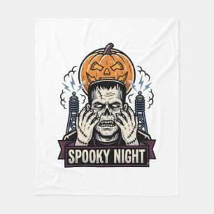 Monster Halloween Shirt with Pumpkin Moon Engravin Fleece Blanket