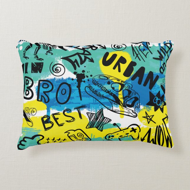 Monster Hand Drawn Kids Pattern Decorative Cushion (Front)