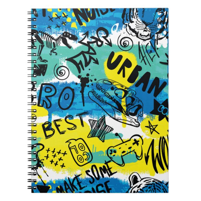 Monster Hand Drawn Kids Pattern Notebook (Front)