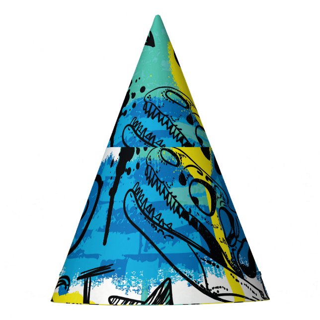 Monster Hand Drawn Kids Pattern Party Hat (Front)