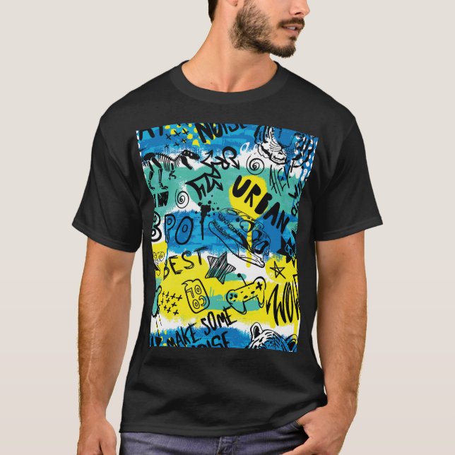 Monster Hand Drawn Kids Pattern T-Shirt (Front)