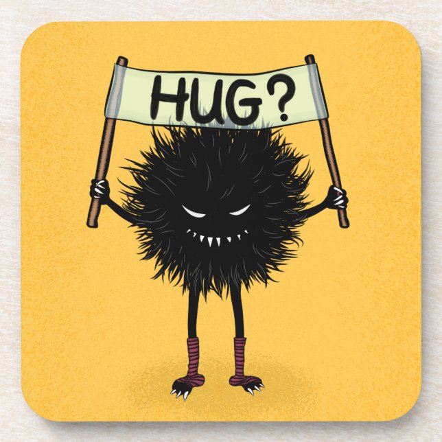 Monster Hug Cute Evil Character Coaster (Front)