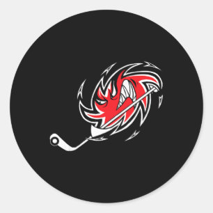 Monster Hurricane Storm Hockey Logo Classic Round Sticker