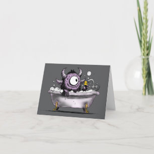 Monster in Bubble Bath Card