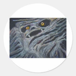 Monster in the wood classic round sticker