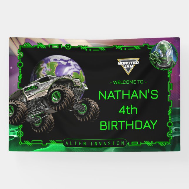 Monster Jam - Alien Invasion Birthday Banner (Horizontal)