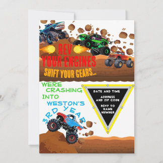 Monster Jam birthday invitation