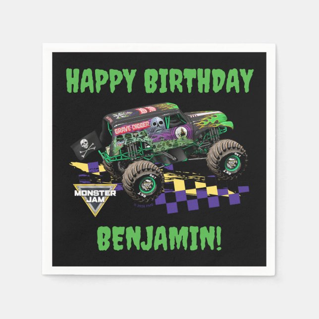 Monster Jam Grave Digger Birthday Napkin (Front)