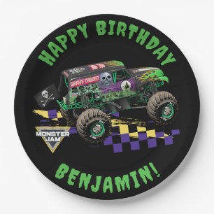 Monster Jam Grave Digger Birthday Paper Plate