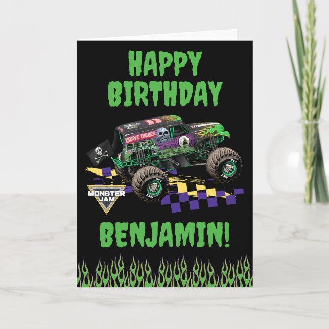 Monster Jam Grave Digger Happy Birthday Card (Front)