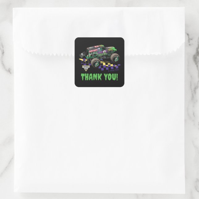 Monster Jam Grave Digger Thank You Square Sticker (Bag)