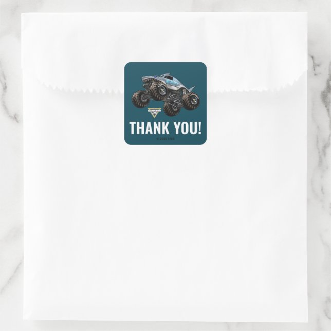 Monster Jam Megalodon Thank You Square Sticker (Bag)