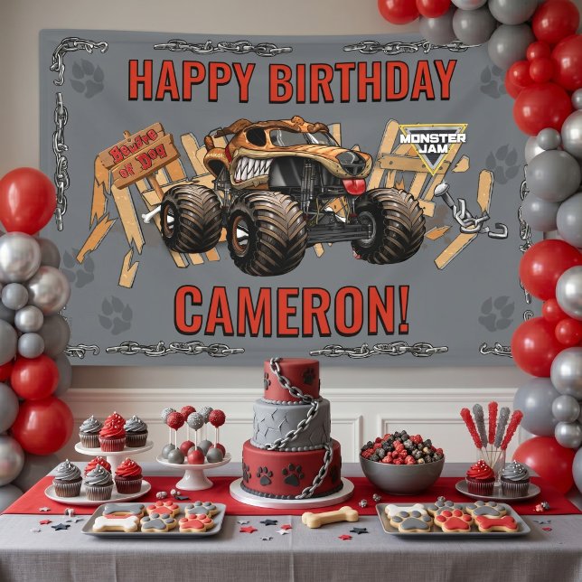 Monster Jam - Monster Mutt Birthday Banner (Simulated banner on wall)