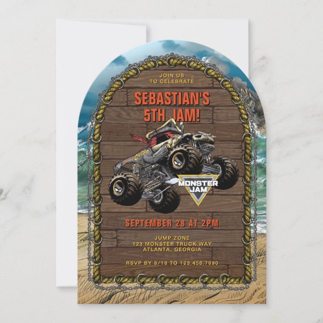 Monster Jam - Pirate's Curse Birthday Invitation (Front)