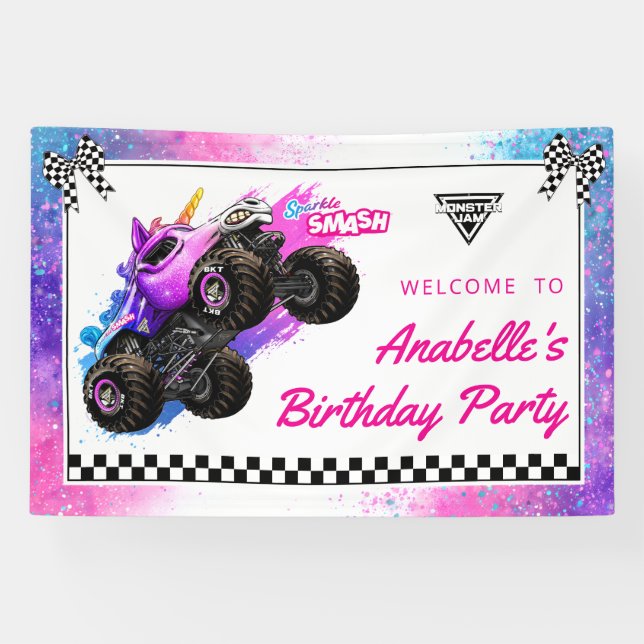 Monster Jam - Sparkle Smash Birthday Banner (Horizontal)